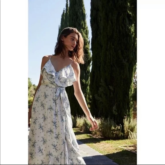 Wayf- The Claudia Ruffle Faux Wrap Gown - Picture 1 of 10